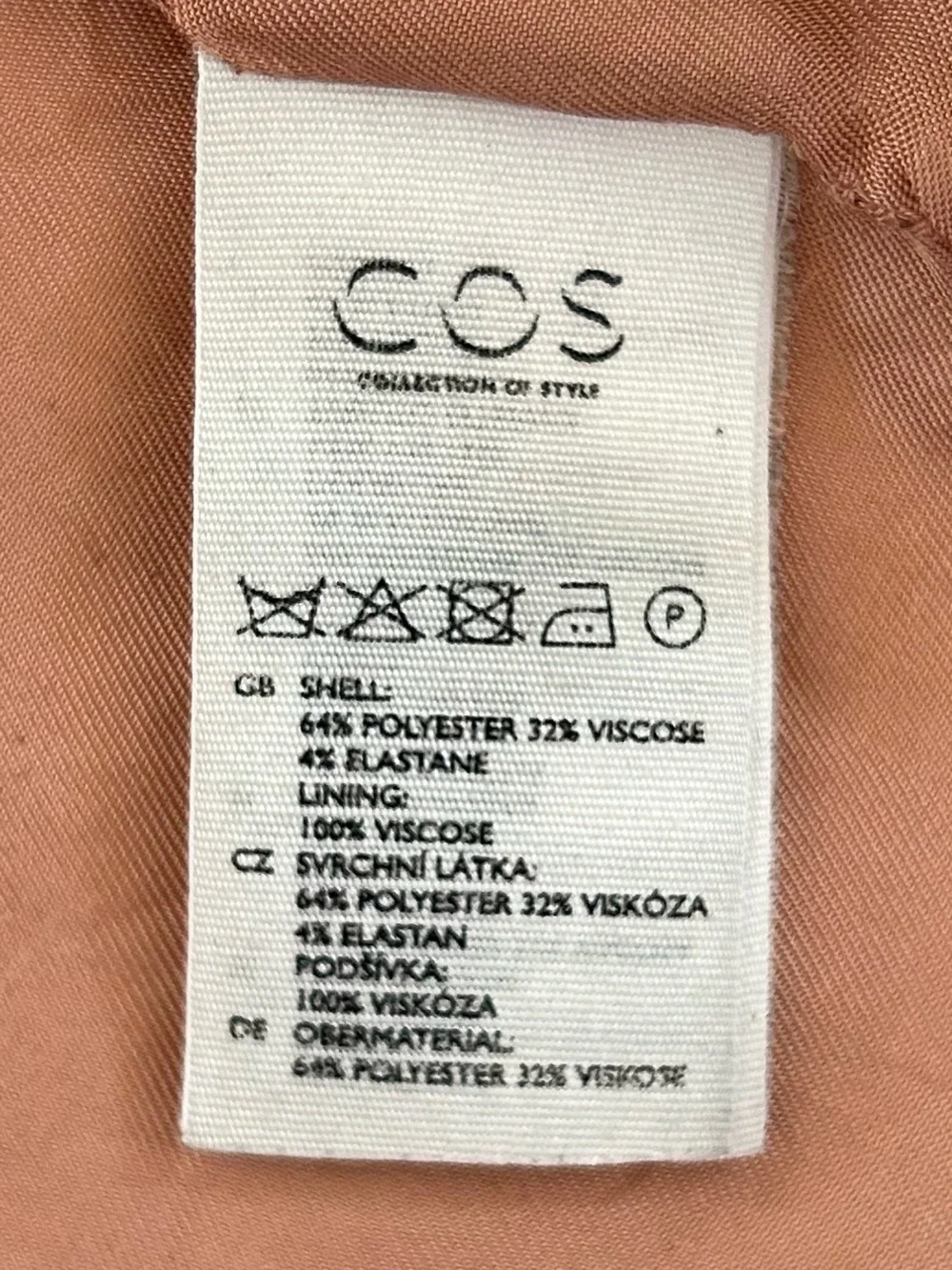 COS | Women’s Blush Pink Soft Minimalist Collarless Hidden Zip Front Coat Size 4